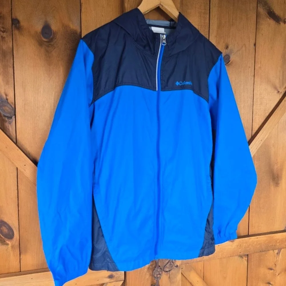 Columbia‎ Windbreaker Jacket Kids XL 18/20 Blue Navy Gorpcore Outdoorsy Raincoat